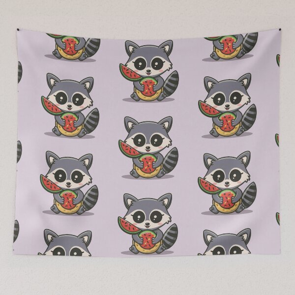 Item preview, Funny cute kawaii raccoon eating something designed and sold by Trend-Beaver.