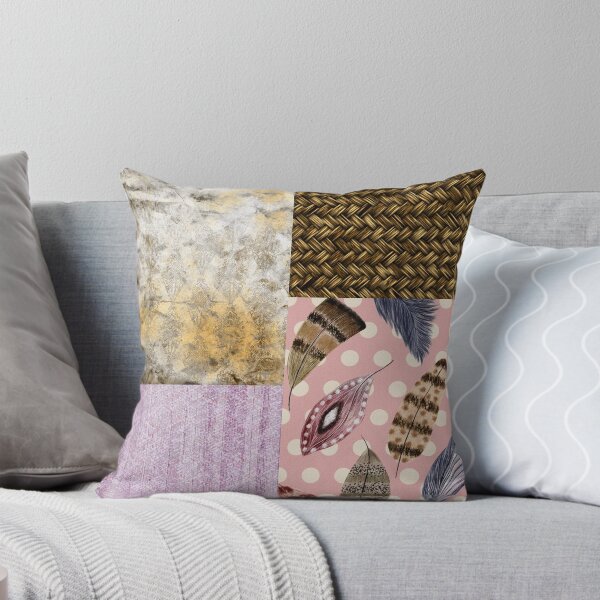 Item preview, Faux Patchwork - Autumn Vibes - Damask, Feathers and Wicker designed and sold by ShapeOfMyCloud.
