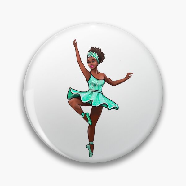 Item preview, Ballet dance dancer in green aqua tutu and pointe shoes cute dancing African American ballerina designed and sold by Artonmytee.