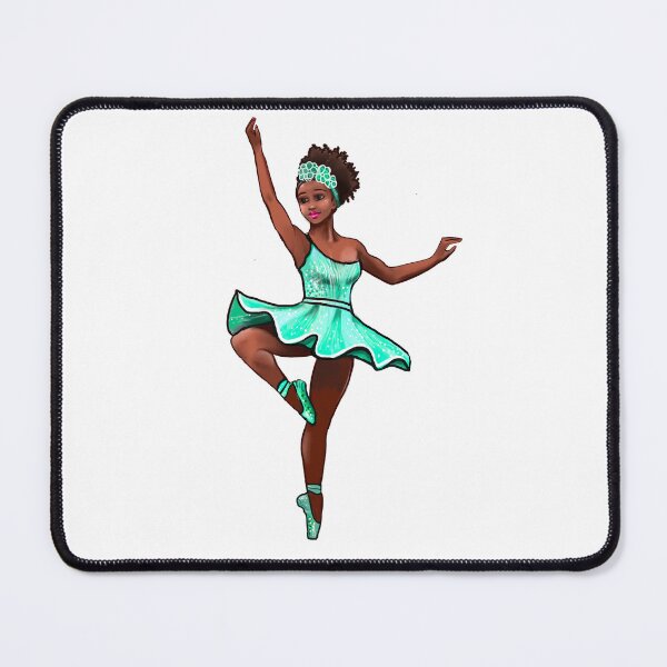 Item preview, Ballet dance dancer in green aqua tutu and pointe shoes cute dancing African American ballerina designed and sold by Artonmytee.