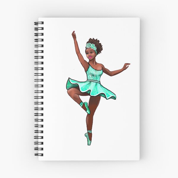 Item preview, Ballet dance dancer in green aqua tutu and pointe shoes cute dancing African American ballerina designed and sold by Artonmytee.