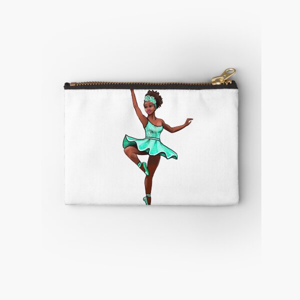 Item preview, Ballet dance dancer in green aqua tutu and pointe shoes cute dancing African American ballerina designed and sold by Artonmytee.