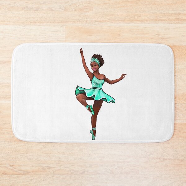Item preview, Ballet dance dancer in green aqua tutu and pointe shoes cute dancing African American ballerina designed and sold by Artonmytee.