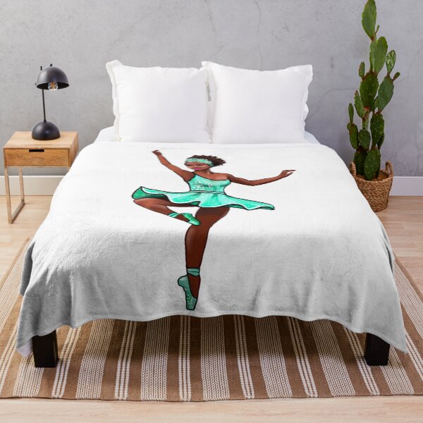 Item preview, Ballet dance dancer in green aqua tutu and pointe shoes cute dancing African American ballerina designed and sold by Artonmytee.
