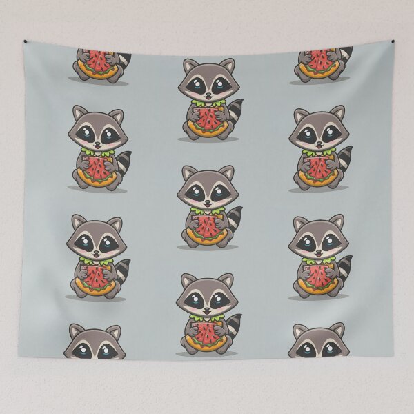 Item preview, Funny cute kawaii raccoon eating something designed and sold by Trend-Beaver.