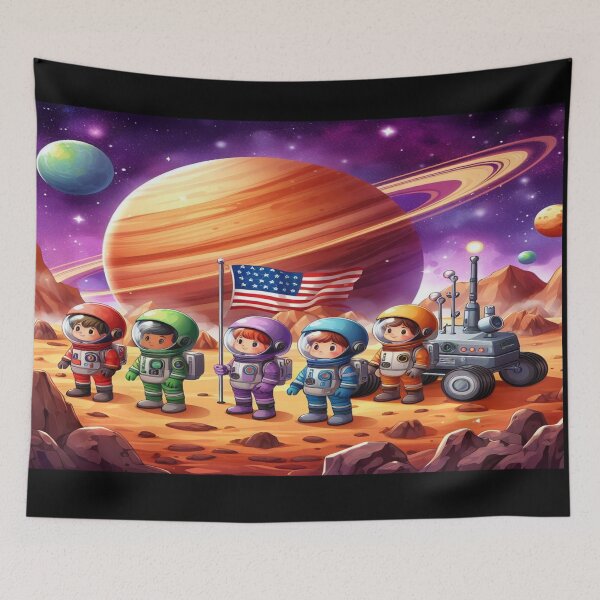 Item preview, Children Space Astronauts View their Parents on Space Screen Wall Art and Puzzle designed and sold by Cupideros.