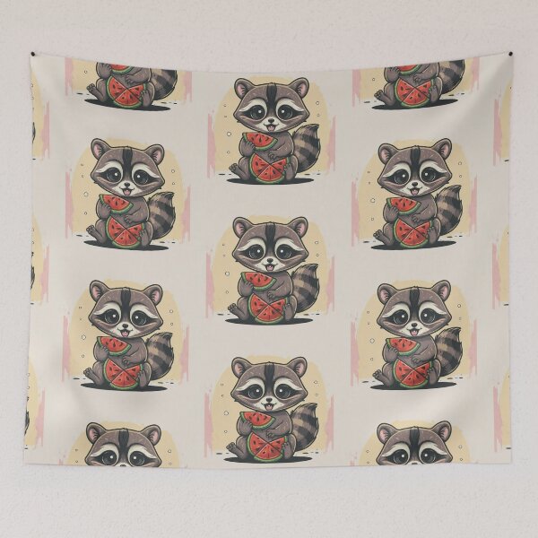 Item preview, Funny cute kawaii raccoon eating something designed and sold by Trend-Beaver.