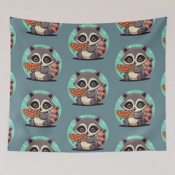 Item preview, Funny cute kawaii raccoon eating something designed and sold by Trend-Beaver.