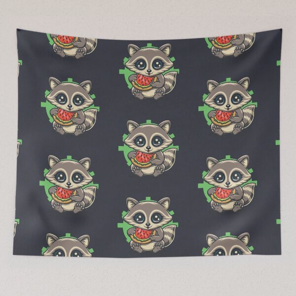 Item preview, Funny cute kawaii raccoon eating something designed and sold by Trend-Beaver.