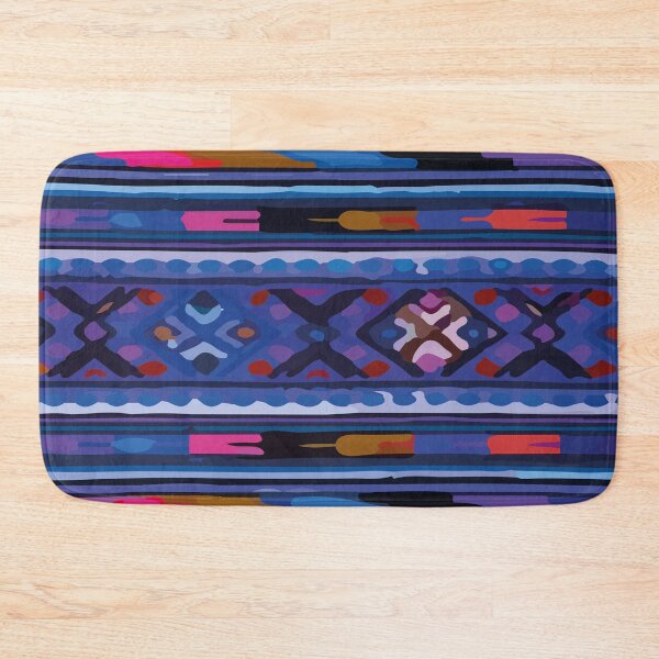 Item preview, Bright blue serape blanket mexican embroidery dopamine decor designed and sold by T-Mex.