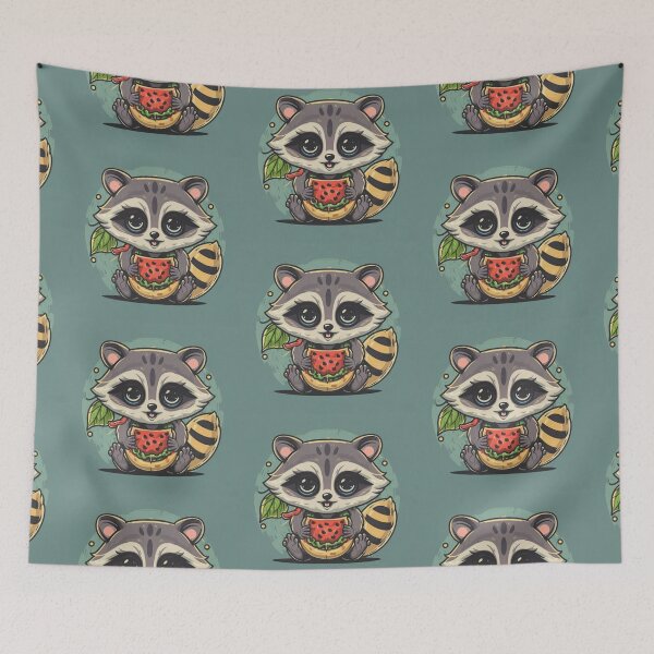 Item preview, Funny cute kawaii raccoon eating something designed and sold by Trend-Beaver.