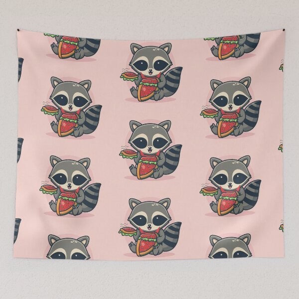 Item preview, Funny cute kawaii raccoon eating something designed and sold by Trend-Beaver.