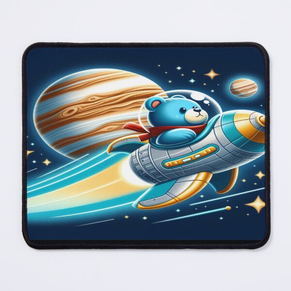 Item preview, Blue Teddy Bear Astronaut Flying Past Jupiter Wall Art and Puzzle designed and sold by Cupideros.