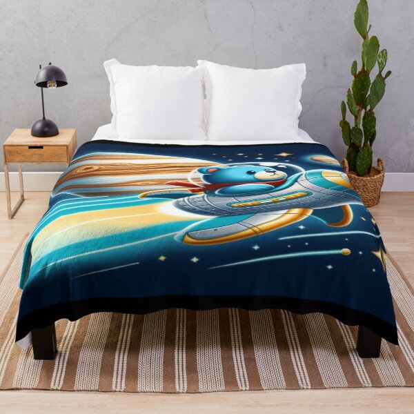 Item preview, Blue Teddy Bear Astronaut Flying Past Jupiter Wall Art and Puzzle designed and sold by Cupideros.