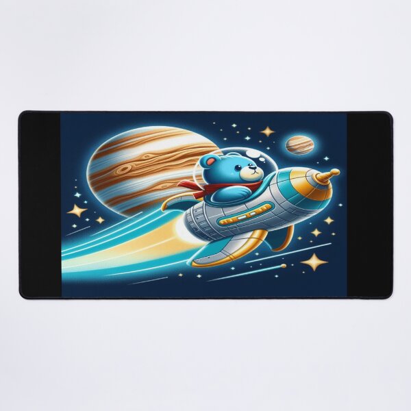 Item preview, Blue Teddy Bear Astronaut Flying Past Jupiter Wall Art and Puzzle designed and sold by Cupideros.