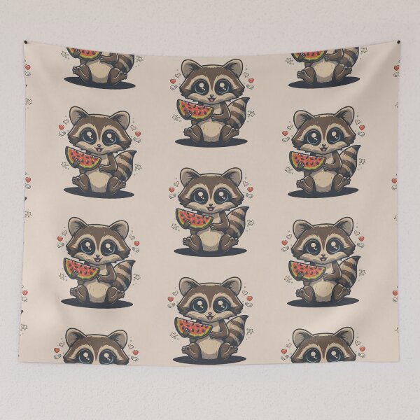 Item preview, Funny cute kawaii raccoon eating something designed and sold by Trend-Beaver.