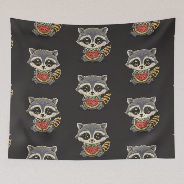 Item preview, Funny cute kawaii raccoon eating something designed and sold by Trend-Beaver.