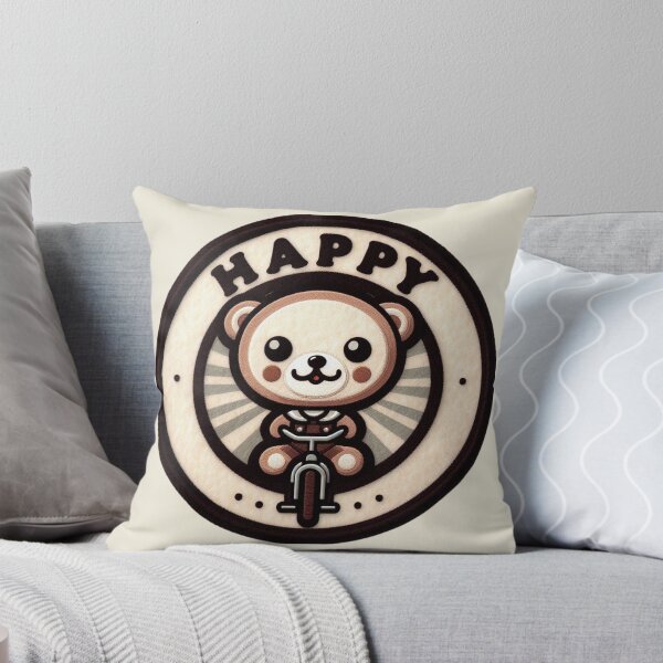 Item preview, Kawaii Bear on Bicycle: Happy Illustration designed and sold by GALUMARKET.