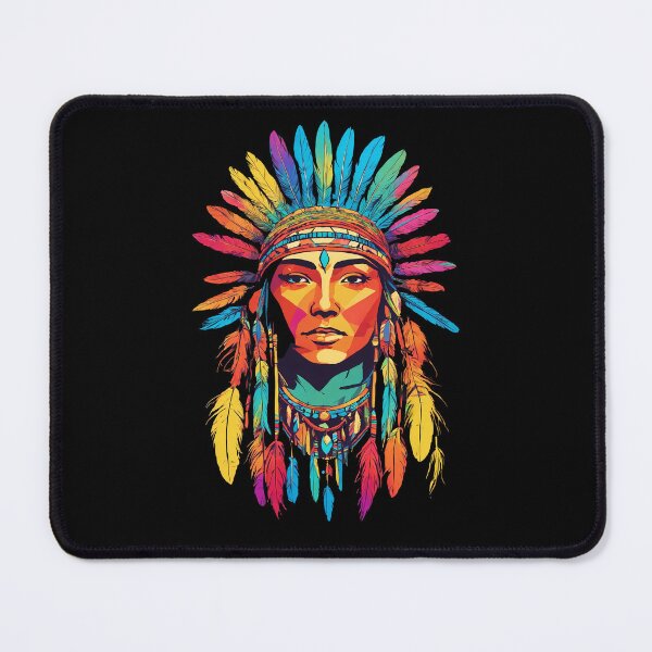 Item preview, rainbow retro of native american with feathers designed and sold by Cosmicreations1.