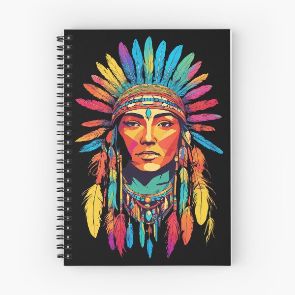 Item preview, rainbow retro of native american with feathers designed and sold by Cosmicreations1.
