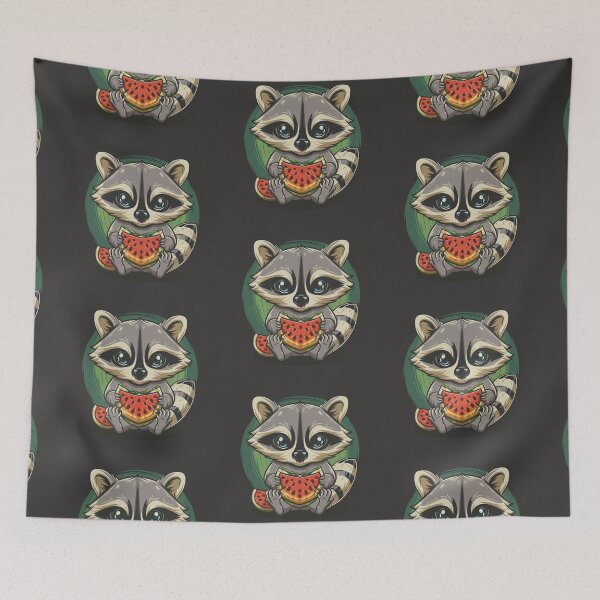 Item preview, Funny cute kawaii raccoon eating something designed and sold by Trend-Beaver.