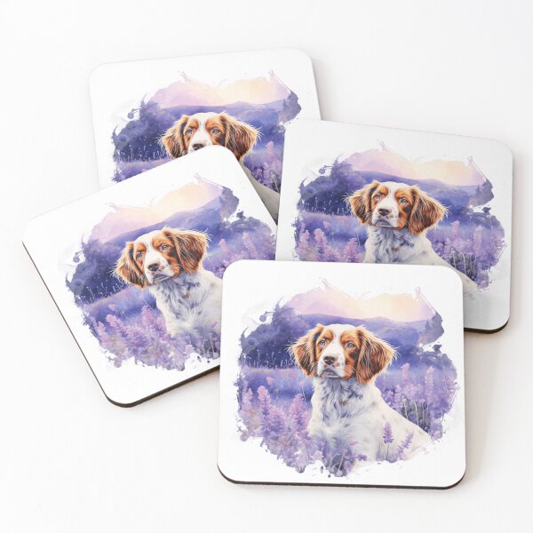 Item preview, Brittany Spaniel Dog In Lavender Flower Field designed and sold by TheAnimalZ00.