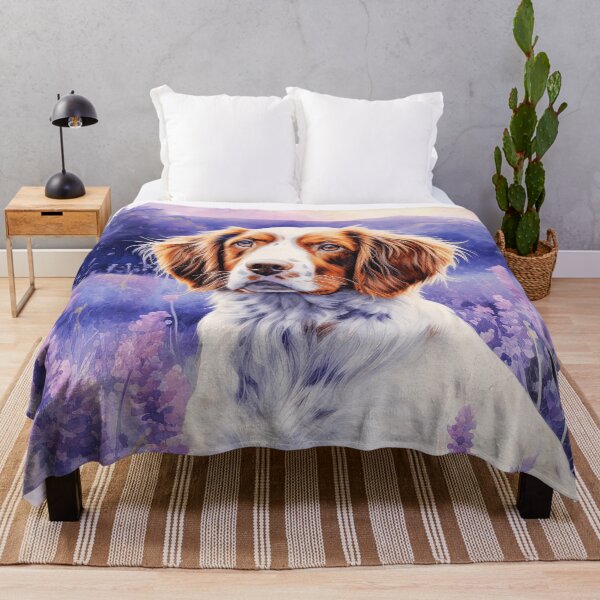 Item preview, Brittany Spaniel Dog In Lavender Flower Field designed and sold by TheAnimalZ00.
