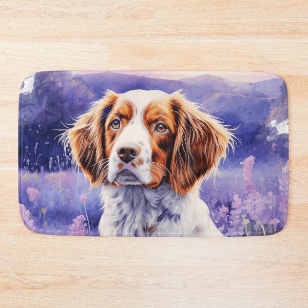 Item preview, Brittany Spaniel Dog In Lavender Flower Field designed and sold by TheAnimalZ00.
