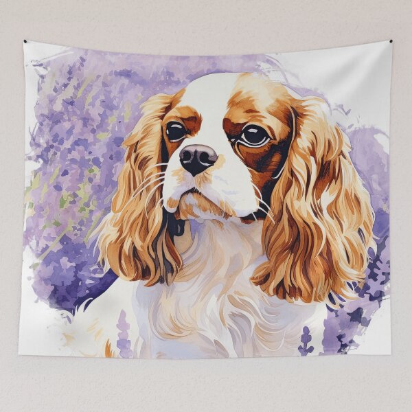 Item preview, Cavalier King Charles Spaniel Dog In Lavender Flower Field designed and sold by TheAnimalZ00.