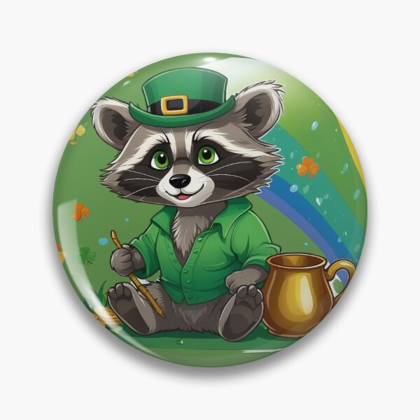 Item preview, St Patrick's Day Funny Lucky Raccoon - Rainbow Charm  designed and sold by Raccoon's World.