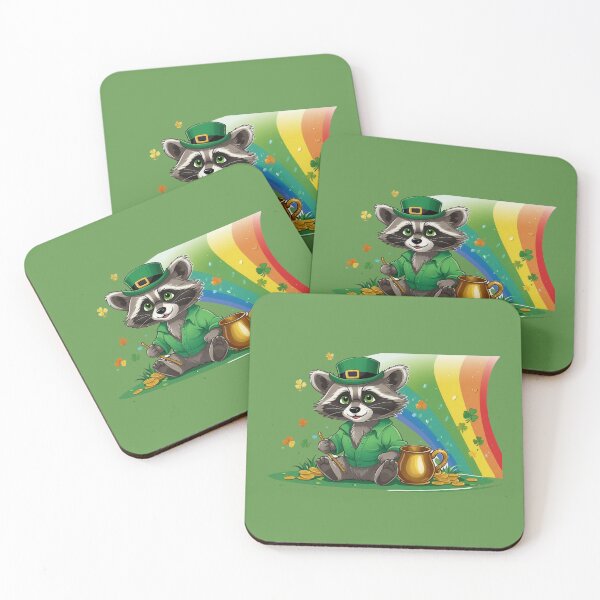 Item preview, St Patrick's Day Funny Lucky Raccoon - Rainbow Charm  designed and sold by Raccoon's World.