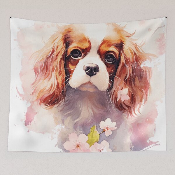 Item preview, Pink Floral Cavalier King Charles Spaniel  designed and sold by TheAnimalZ00.