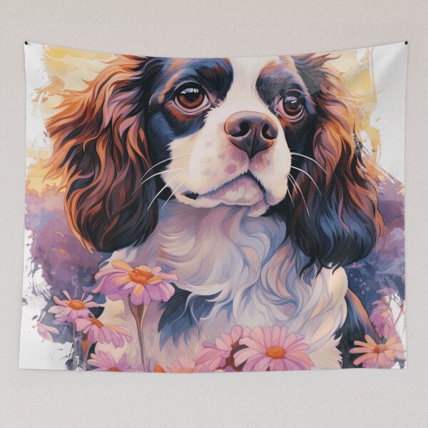Item preview, Cavalier King Charles Spaniel with Flowers designed and sold by TheAnimalZ00.