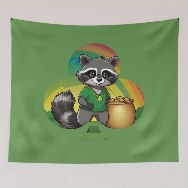 Item preview, St Patrick's Day Funny Raccoon - Rainbow Lucky Raccoon designed and sold by Raccoon's World.