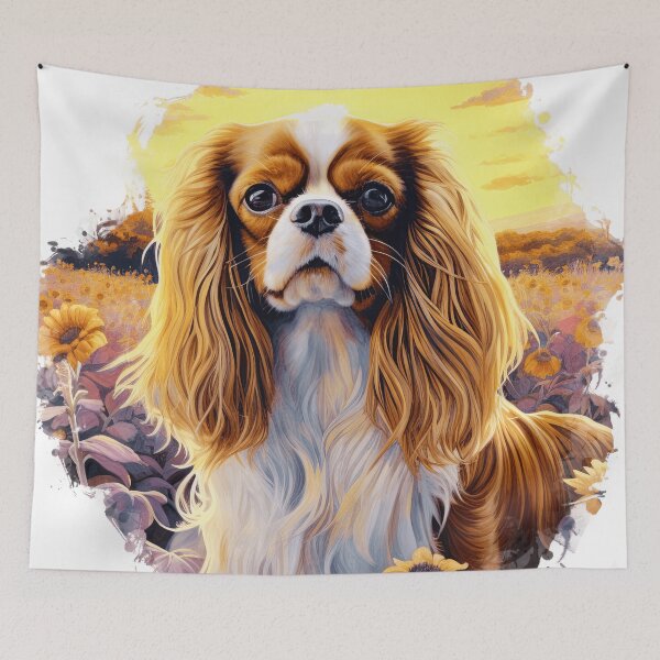 Item preview, Blenheim Cavalier King Charles Spaniel with Flowers designed and sold by TheAnimalZ00.