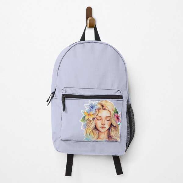 Item preview, Watercolor portrait blonde woman with flowers designed and sold by Zhaphiraccu.