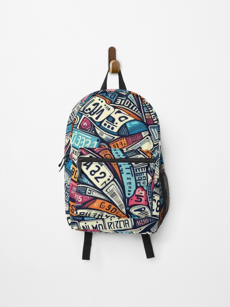 Thumbnail 1 of 3, Backpack, Ride in Style: License Plate Pattern designed and sold by RuiFernandes.