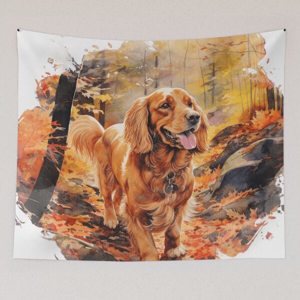 Aperçu de l'œuvre Cocker Spaniel dans la forêt d'automne créée et vendue par TheAnimalZ00.