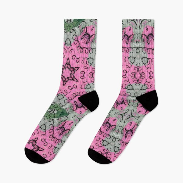 Item preview, Lacy Loop Pink And Black Stars designed and sold by KeksWorkroom.