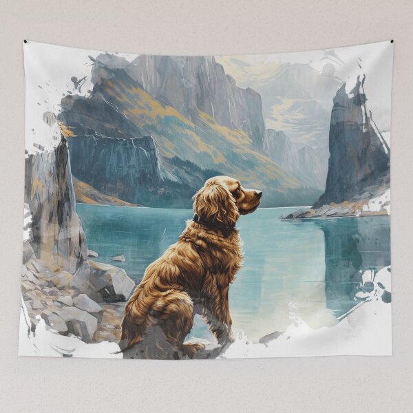 Item preview, Ilustración de montaña cocker spaniel designed and sold by TheAnimalZ00.
