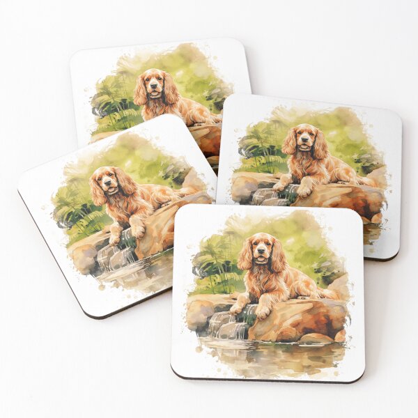 Item preview, Watercolor Cocker Spaniel Lake Illustration designed and sold by TheAnimalZ00.