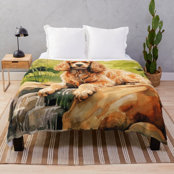 Item preview, Watercolor Cocker Spaniel Lake Illustration designed and sold by TheAnimalZ00.