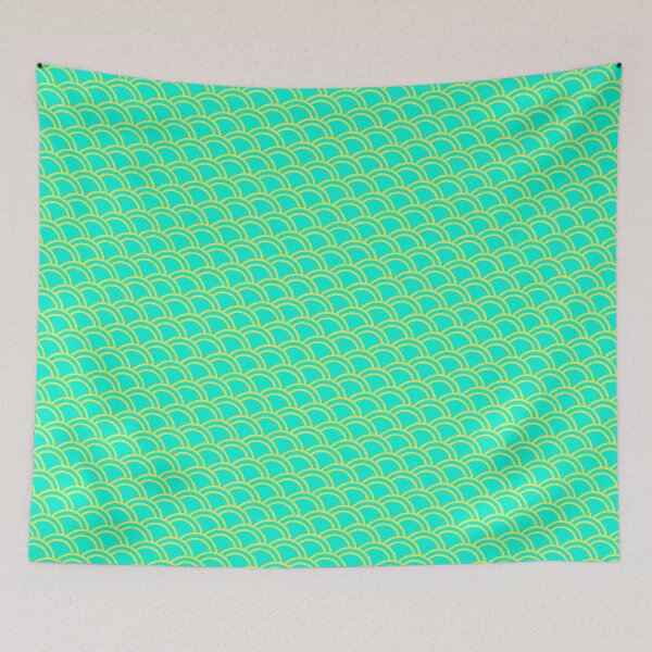 Item preview, Teal Canvas Yellow Double Arch Scales Boundless Decor designed and sold by Alchemy-A-La-G.