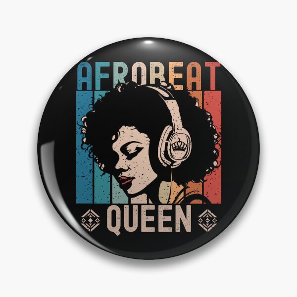 Item preview, Distressed Afrobeat Queen | Retro Colorful Woman with Headphones - Black designed and sold by PearlMoonGrapes.