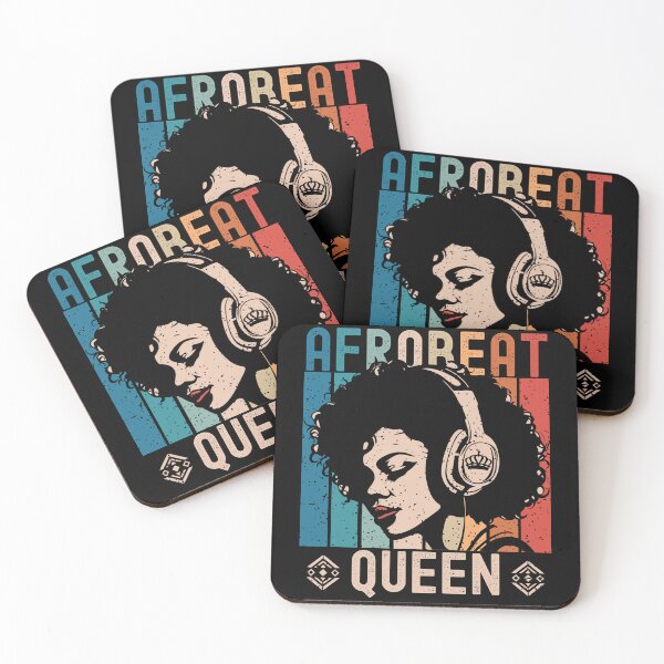 Item preview, Distressed Afrobeat Queen | Retro Colorful Woman with Headphones - Black designed and sold by PearlMoonGrapes.