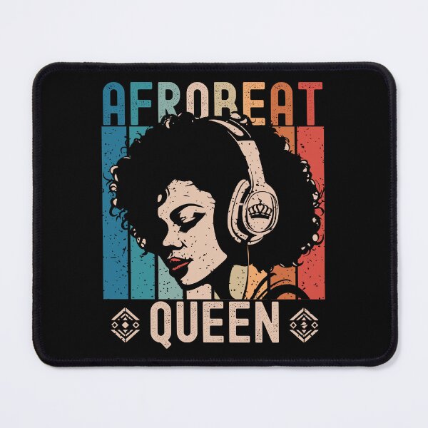 Item preview, Distressed Afrobeat Queen | Retro Colorful Woman with Headphones - Black designed and sold by PearlMoonGrapes.