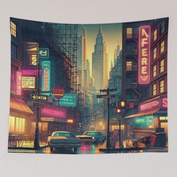 Item preview, Urban City Lofi Theme Cute Aesthetic Cute Lofi With Cityscape Street Lighting Signs Cars Shops designed and sold by LewaTahami.