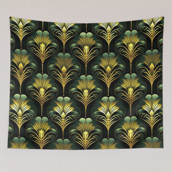 Item preview, Sophisticated Green And Golden Hues Art Deco Pattern designed and sold by DEC02.