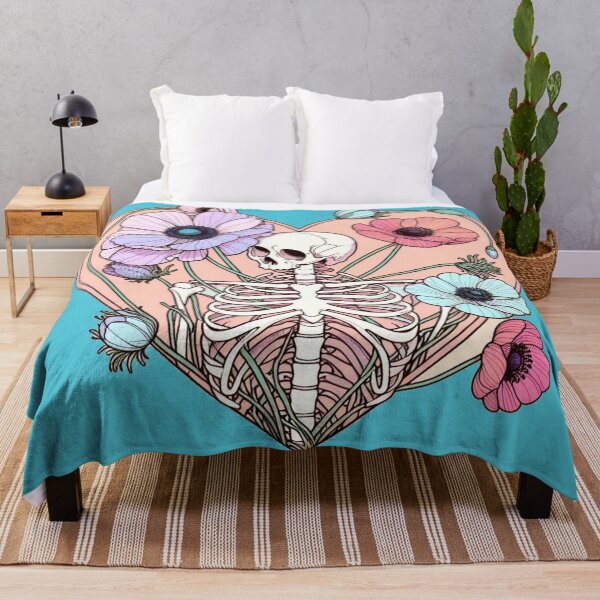 Item preview, Anemone Floral Skeleton Poppy Flowers Drawing Illustration Death designed and sold by CoffeeIsATrip.