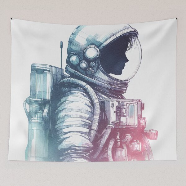 Item preview, The Celestial Charm - Watercolor Astronaut Drawings A4 designed and sold by SicilianoPlus.